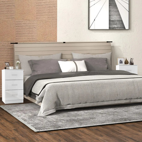 Set of 2 Nightstands with 3 Drawers Nightstand 37.1 x 34.2 x 66.5 cm White