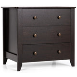 3 Drawer Dresser Chest of Drawers Bedside Table-Dark Brown