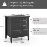 3-Drawer Wooden Nightstand with Storage and Wood Finish-Black