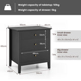 3-Drawer Wooden Nightstand with Storage and Wood Finish-Black