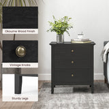 3-Drawer Wooden Nightstand with Storage and Wood Finish-Black