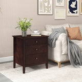 3-Drawer Wooden Nightstand with Storage and Wood Finish-Brown