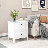 3-Drawer Wooden Nightstand with Storage and Wood Finish-White