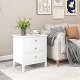 3-Drawer Wooden Nightstand with Storage and Wood Finish-White