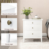3-Drawer Wooden Nightstand with Storage and Wood Finish-White