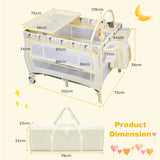 3 in 1 Convertible Bassinet Cot with Changing Table and Toy Bar-Beige