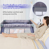 3 in 1 Convertible Bassinet Cot with Changing Table and Toy Bar-Grey