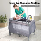 3 in 1 Portable Baby Playards Convertible Playpen with Bassinet-Grey