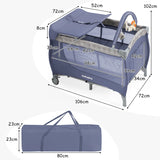 3 in 1 Portable Baby Playards Convertible Playpen with Bassinet-Grey