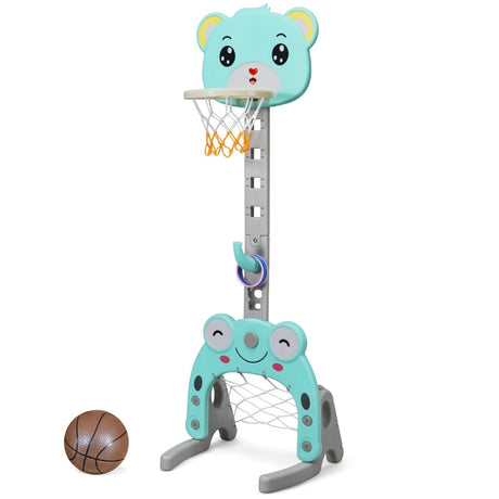 Adjustable Kids 3-in-1 Basketball Hoop Set Stand with Balls