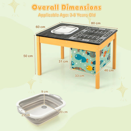 3-in-1 Kids Sand Water Activity Table with Foldable Storage Bin and Cloth Storage Bag