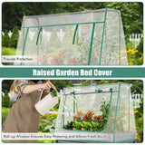 3-in-1 Raised Garden Bed with Greenhouse Cover and Trellis-Grey