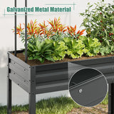 3-in-1 Raised Garden Bed with Greenhouse Cover and Trellis-Grey