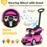 3-in-1 Ride on Push Car with Adjustable Canopy and Steering Push Bar-Pink