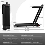 2.25 HP Foldable Treadmill 3 in 1 Walking Pad Under Desk Treadmill-Black