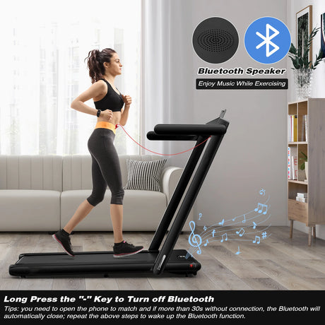 2.25 HP Foldable Treadmill 3 in 1 Walking Pad Under Desk Treadmill-Black