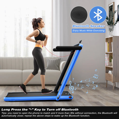 2.25 HP Foldable Treadmill 3 in 1 Walking Pad Under Desk Treadmill-Navy