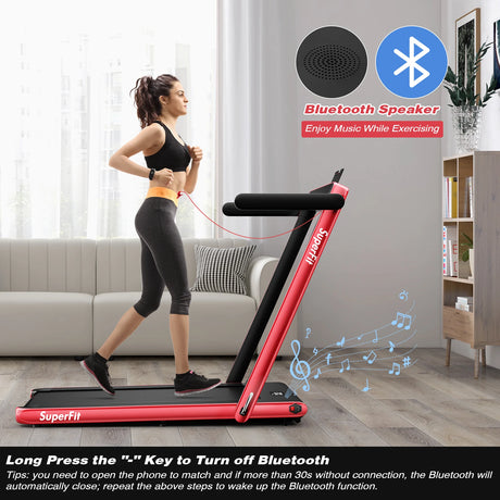 2.25 HP Foldable Treadmill 3 in 1 Walking Pad Under Desk Treadmill-Red