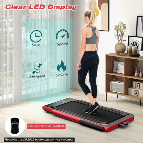 2.25 HP Foldable Treadmill 3 in 1 Walking Pad Under Desk Treadmill-Red