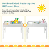 3 in 1 Wooden Kids Table with Storage and Double-Sided Tabletop-White