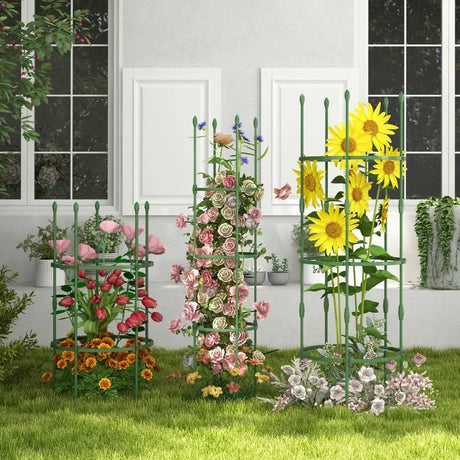 3-Pack Garden Trellis 40"/60" Tall Plant Support Stands with Clips and Ties-M