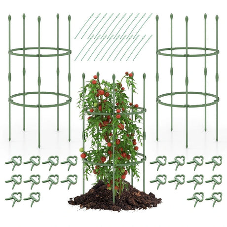 3-Pack Garden Trellis 40"/60" Tall Plant Support Stands with Clips and Ties-S