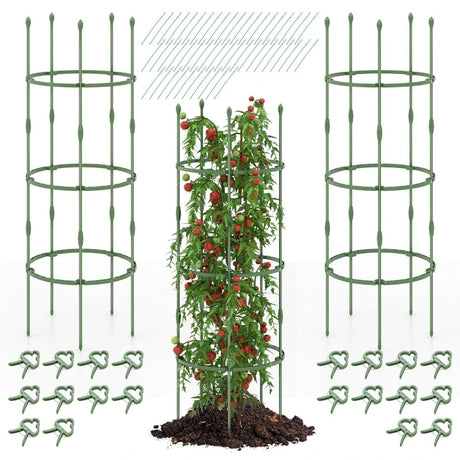 3-Pack Garden Trellis 40"/60" Tall Plant Support Stands with Clips and Ties-M