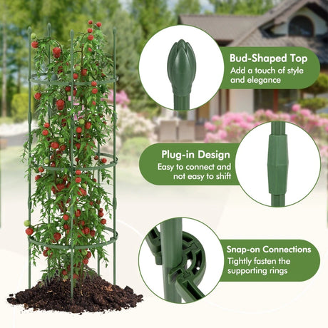 3-Pack Garden Trellis 40"/60" Tall Plant Support Stands with Clips and Ties-M