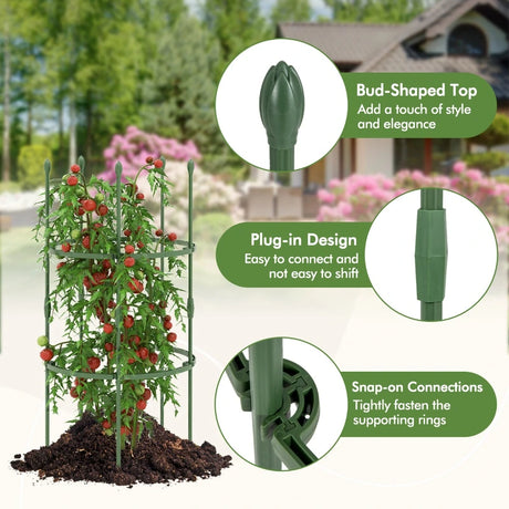 3-Pack Garden Trellis 40"/60" Tall Plant Support Stands with Clips and Ties-S