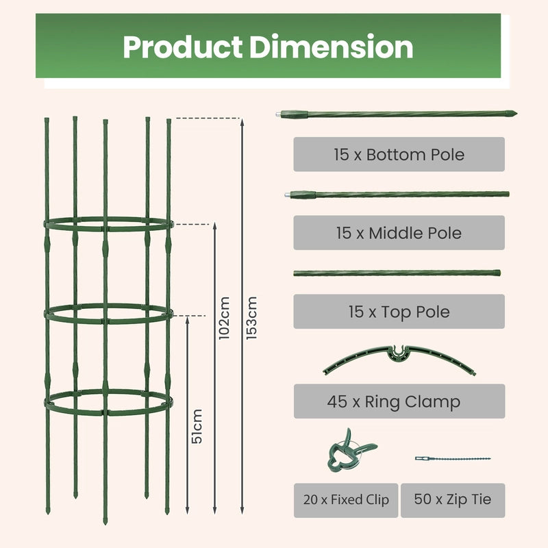 3 Pack 60 inch Adjustable Tall Plant Support Trellis for Climbing Plants