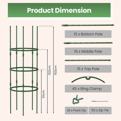 3 Pack 60 inch Adjustable Tall Plant Support Trellis for Climbing Plants