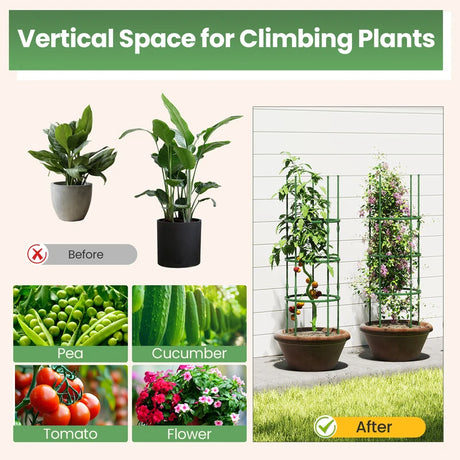 3 Pack 60 inch Adjustable Tall Plant Support Trellis for Climbing Plants