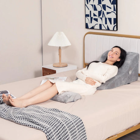 3-piece orthopedic wedge pillow set after surgery against snoring reading pillow gray