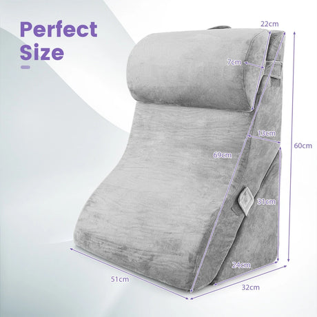 3-piece orthopedic wedge pillow set after surgery against snoring reading pillow gray