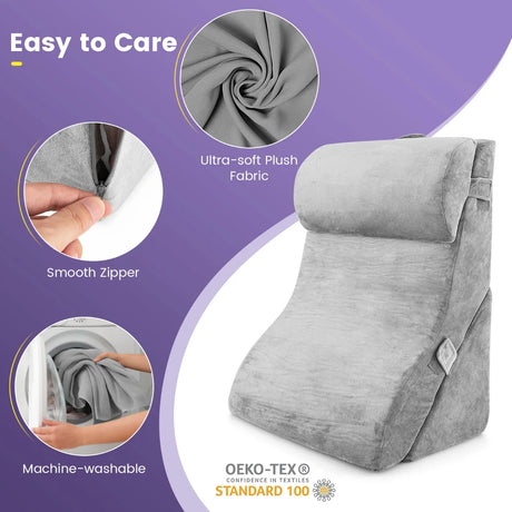 3-piece orthopedic wedge pillow set after surgery against snoring reading pillow gray