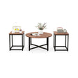 3-Piece Coffee Table Set with Heavy-duty Metal Frame-Walnut