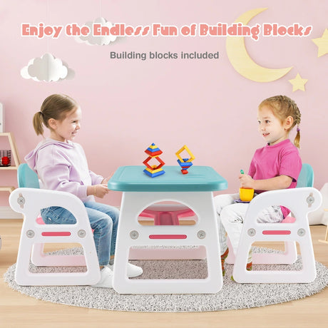 3 parts Child Seating Group with Shelf &amp; Storage Compartment for Reading Ages 1-5 Blue &amp; Pink