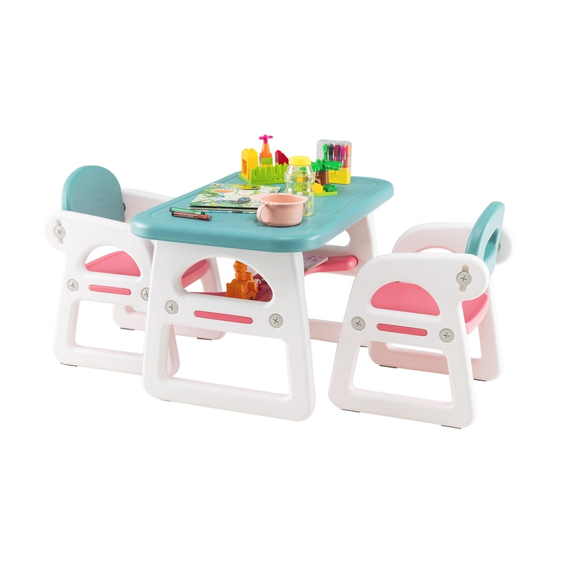 3 parts Child Seating Group with Shelf &amp; Storage Compartment for Reading Ages 1-5 Blue &amp; Pink