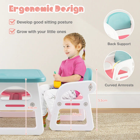 3 parts Child Seating Group with Shelf &amp; Storage Compartment for Reading Ages 1-5 Blue &amp; Pink