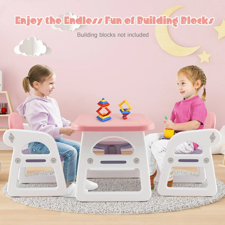 3 parts Children&#39;s seating group with shelf &amp; storage compartment for reading for 1-5 years pink &amp; purple