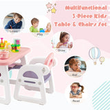 3 parts Children&#39;s seating group with shelf &amp; storage compartment for reading for 1-5 years pink &amp; purple