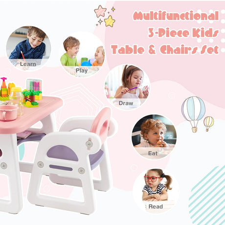 3 parts Children&#39;s seating group with shelf &amp; storage compartment for reading for 1-5 years pink &amp; purple