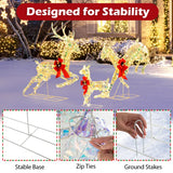 3-Piece Lighted Christmas Reindeer Family with LED Lights and Bows