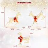 3-Piece Lighted Christmas Reindeer Family with LED Lights and Bows