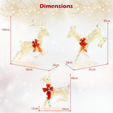 3-Piece Lighted Christmas Reindeer Family with LED Lights and Bows