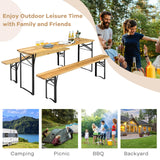 3 Pieces Outdoor Folding Picnic Table Bench Set