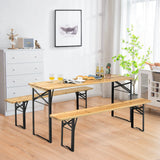 3 Pieces Outdoor Folding Picnic Table Bench Set