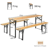 3 Pieces Outdoor Folding Picnic Table Bench Set