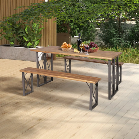 6-Person Outdoor Patio Dining Table Set with 2 Inch Umbrella Hole