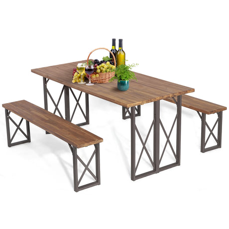 6-Person Outdoor Patio Dining Table Set with 2 Inch Umbrella Hole